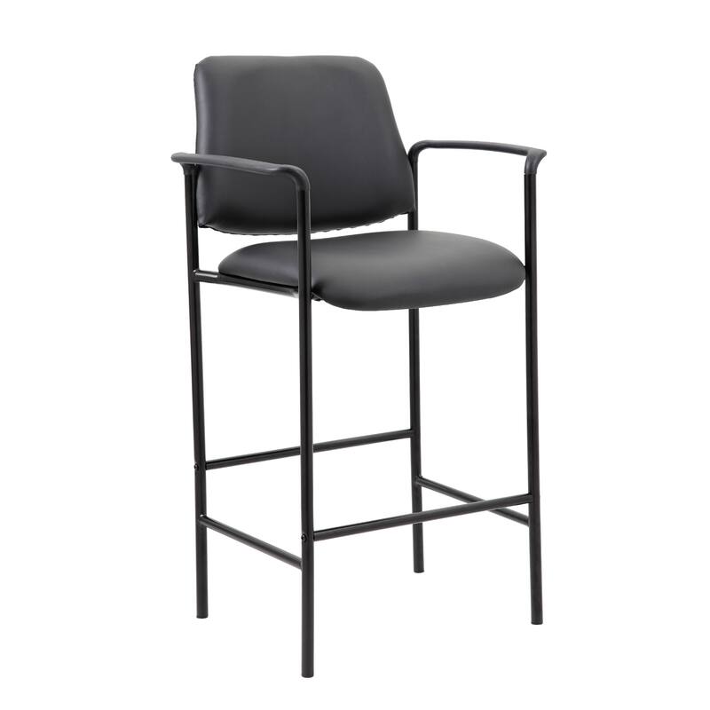 Counter Stool Chair with Black Vinyl Seat & Back, Square Metal Base