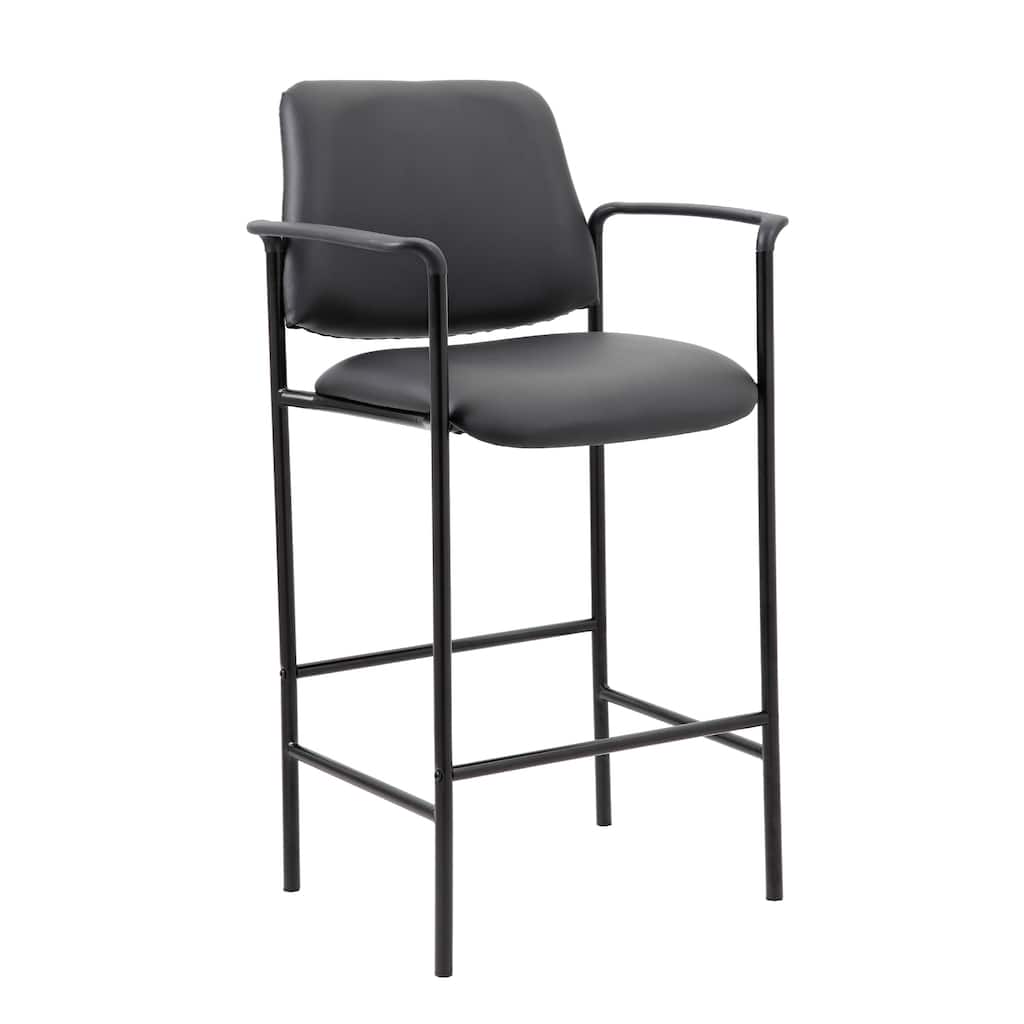 Counter Stool Chair with Black Vinyl Seat & Back, Square Metal Base