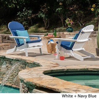 Malibu Outdoor Acacia Wood Folding Adirondack Chairs with Cushions (Set of 2) by Christopher Knight Home