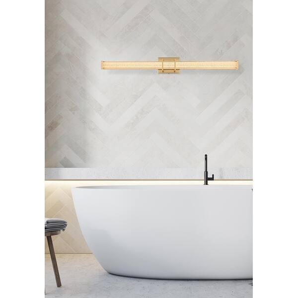 slide 2 of 3, Elias LED Wall Sconce Satin Gold - 36"