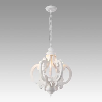 Cottage Geometric Distressed Wood Chandelier 3-Light Farmhouse Wood Ceiling Light