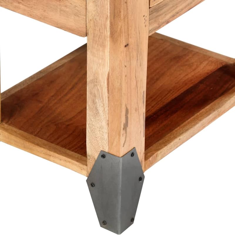 vidaXL Nightstand Storage Cabinet Bedside Table with Drawer Solid Wood Acacia