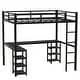 preview thumbnail 5 of 10, Full Metal Loft Bed with Desk and Shelves, Loft Bed with Ladder and Guardrails, Loft Bed Frame with Black Desk