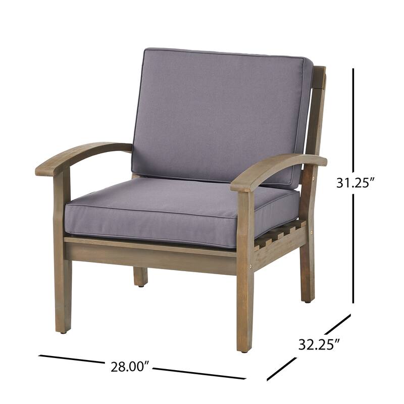 Roomfitters Outdoor Club Chair with Cushions, Durable Acacia Wood Frame and Weather-Resistant Seating