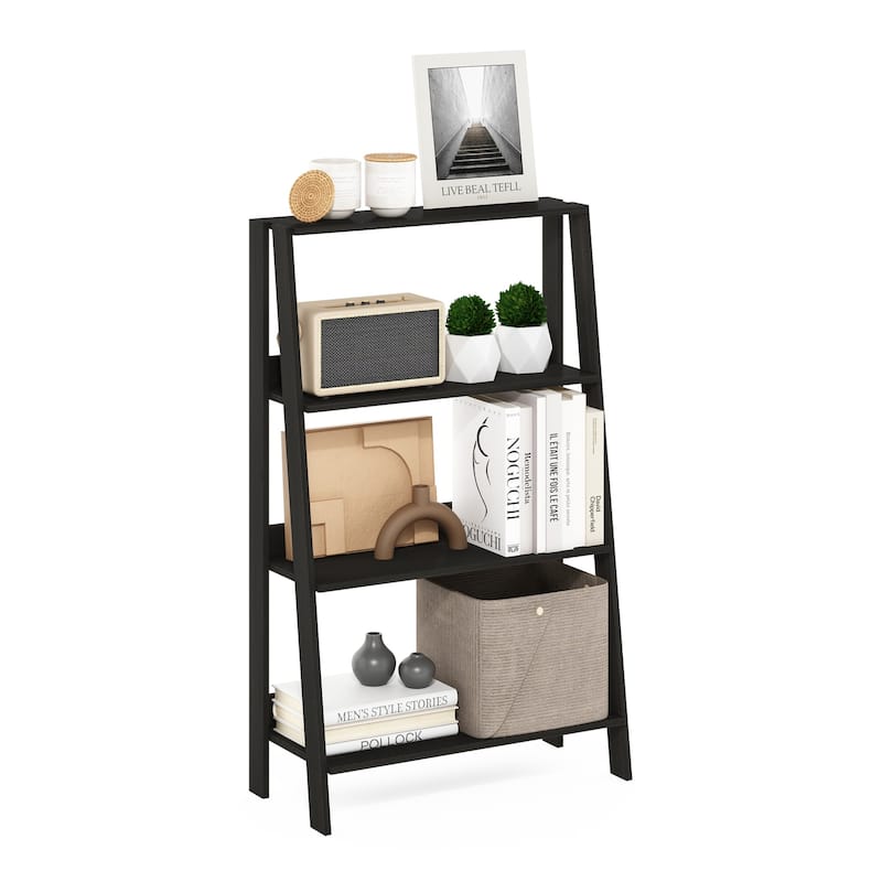 36 in. Tall Espresso Wood 4-Shelf Bookcase