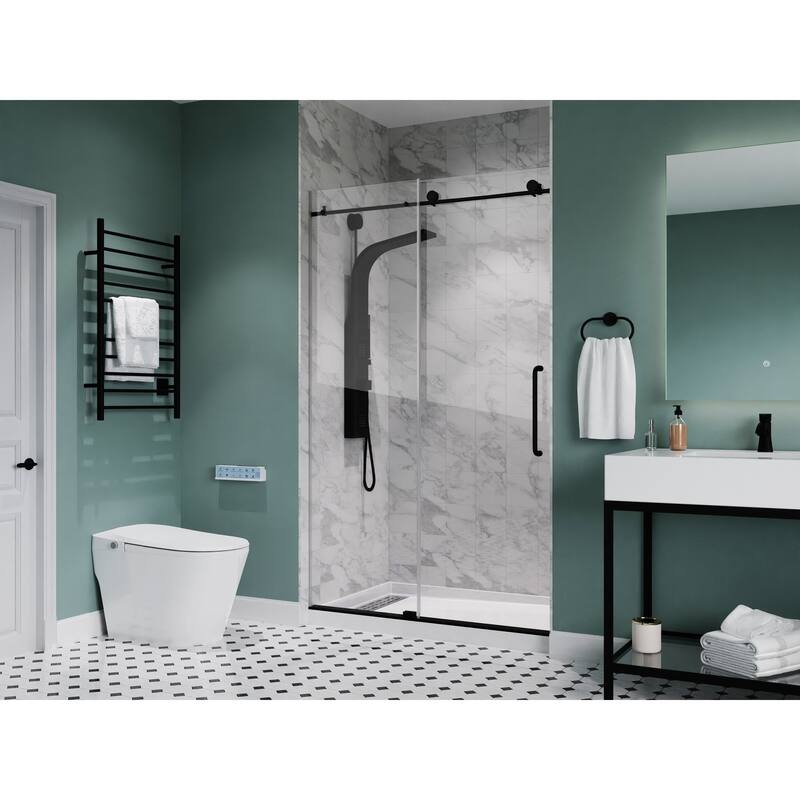 Alexander 60 in. L x 36 in. W Alcove Shower Pan Base with Left Drain in Glossy White Marine Acrylic