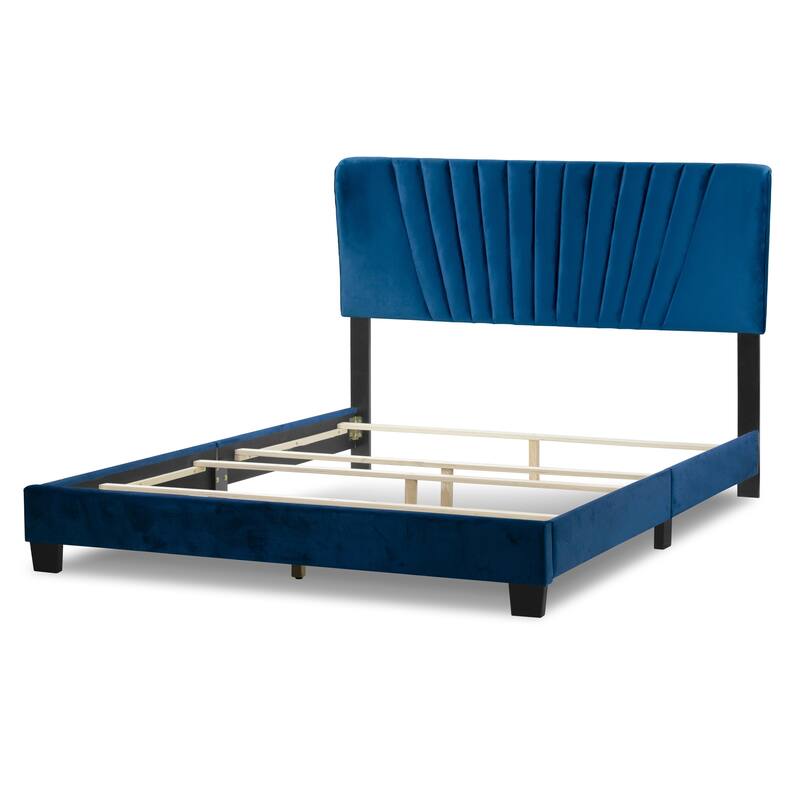 Autumn Fabric Queen Bed with Decorative Stitching