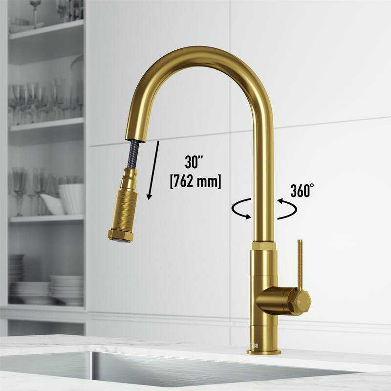 VIGO Hart Arched 18" H Single Handle Pull-Down Kitchen Faucet