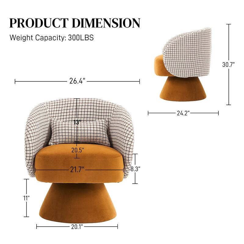 Ouyessir 360 Degree Swivel Cuddle Barrel Sofa Chairs