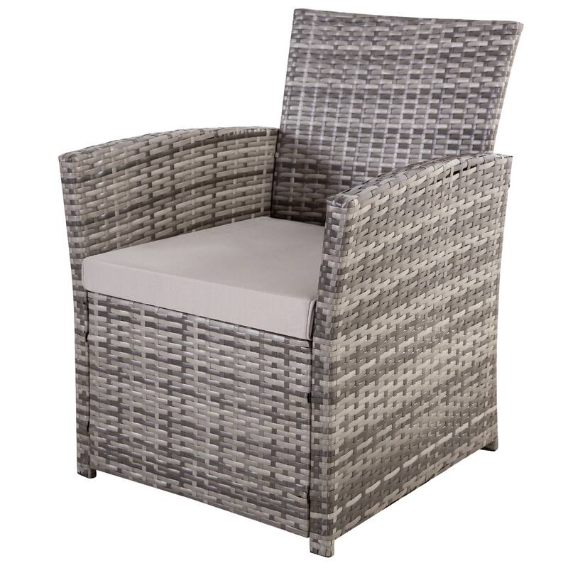 4 Piece Outdoor PE Wicker Furniture Set, Patio Rattan Sectional Sofa Couch with Washable Cushions