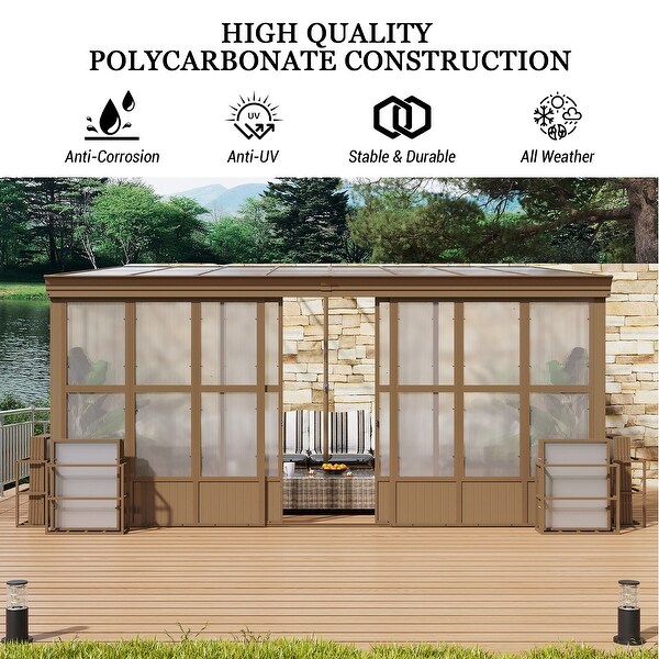 Lean-to Sunroom 12x16FT, Wall Mounted Solarium - Bed Bath & Beyond