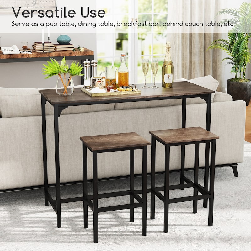 Space-Saving 3-Piece Counter Height Dining Table with 2 Stools for Home Bar or Breakfast Nooks