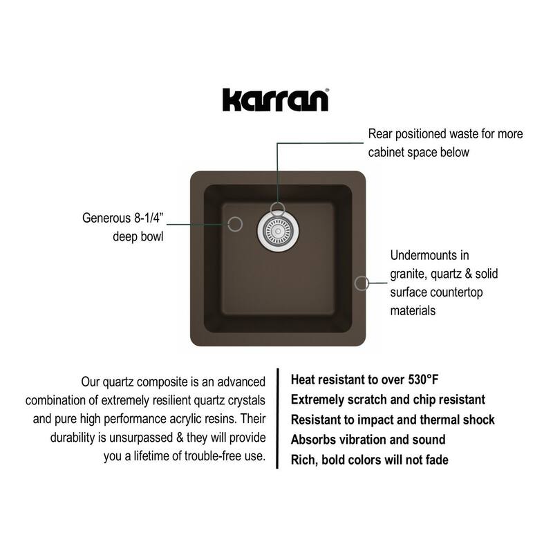 Karran Undermount Quartz Bar Single Bowl Sink