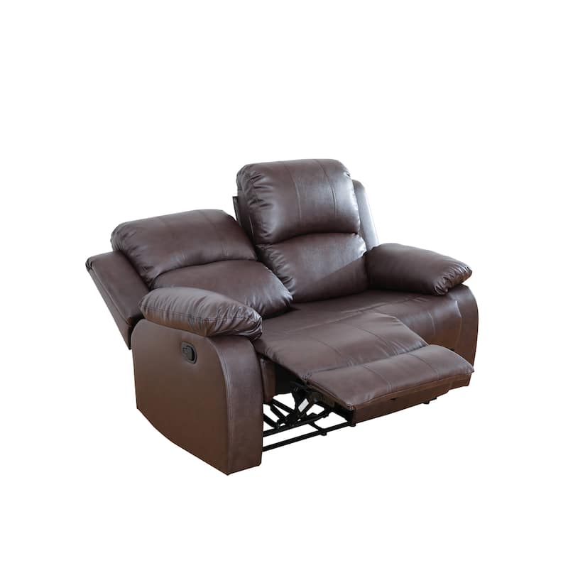 Brown Semi PU Synthetic Leather 3-Piece Couch Living Room Sofa Set