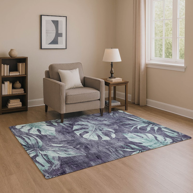 Premium Washable Super Soft Tropical Floral Mayfield Rug - Blue - 5' x 7'6"