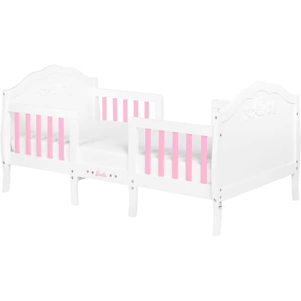 slide 2 of 7, Evolur JPMA & Greenguard Gold Certified Barbie Rose 3-in-1 Portable Toddler Bed in White and Pink - White & Pink White & Pink