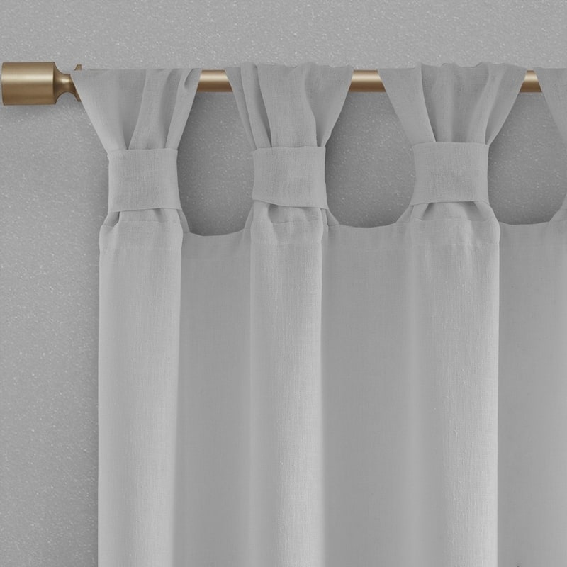 Floral Embellished Cuff Tab Top Solid Curtain Panel(Only 1 Pc Panel) - 84 Inches - Grey