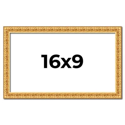 16x9 Frame Gold Real Wood Picture Frame Width 1 inches | Interior