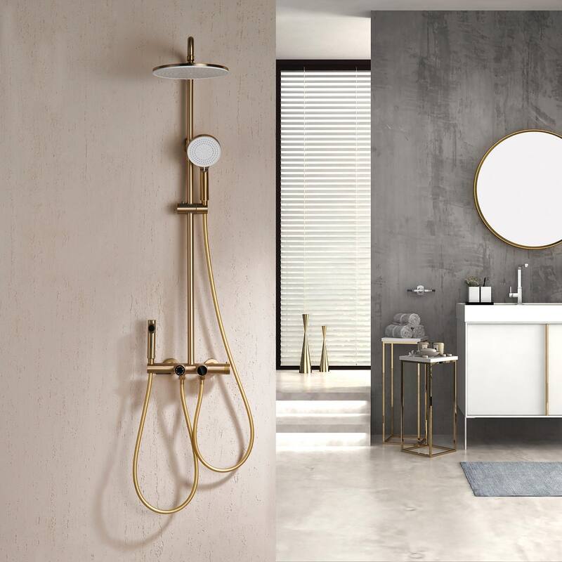 4-Function Thermostatic Rainfall Shower System with Rough-In Valve, Rain Mixer Shower Combo Set