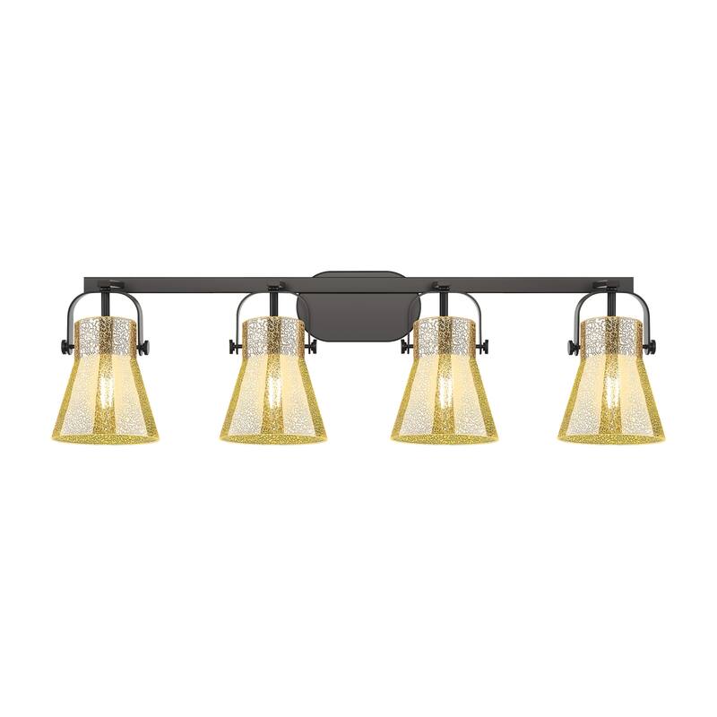 Innovations Lighting 423-4W-11-37 Pilaster II Cone Vanity Pilaster II - Matte Black / Mercury
