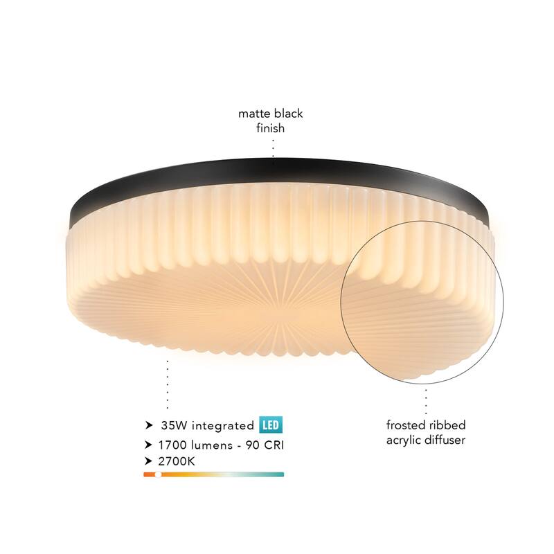 Globe Electric 91009614 15" Wide LED Flush Mount Drum Ceiling Fixture