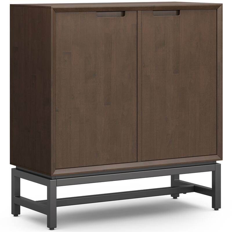 WYNDENHALL Devlin SOLID HARDWOOD 39 inch Wide Modern Medium Storage Cabinet in Walnut Brown - 16" D x 39" W x 42" H