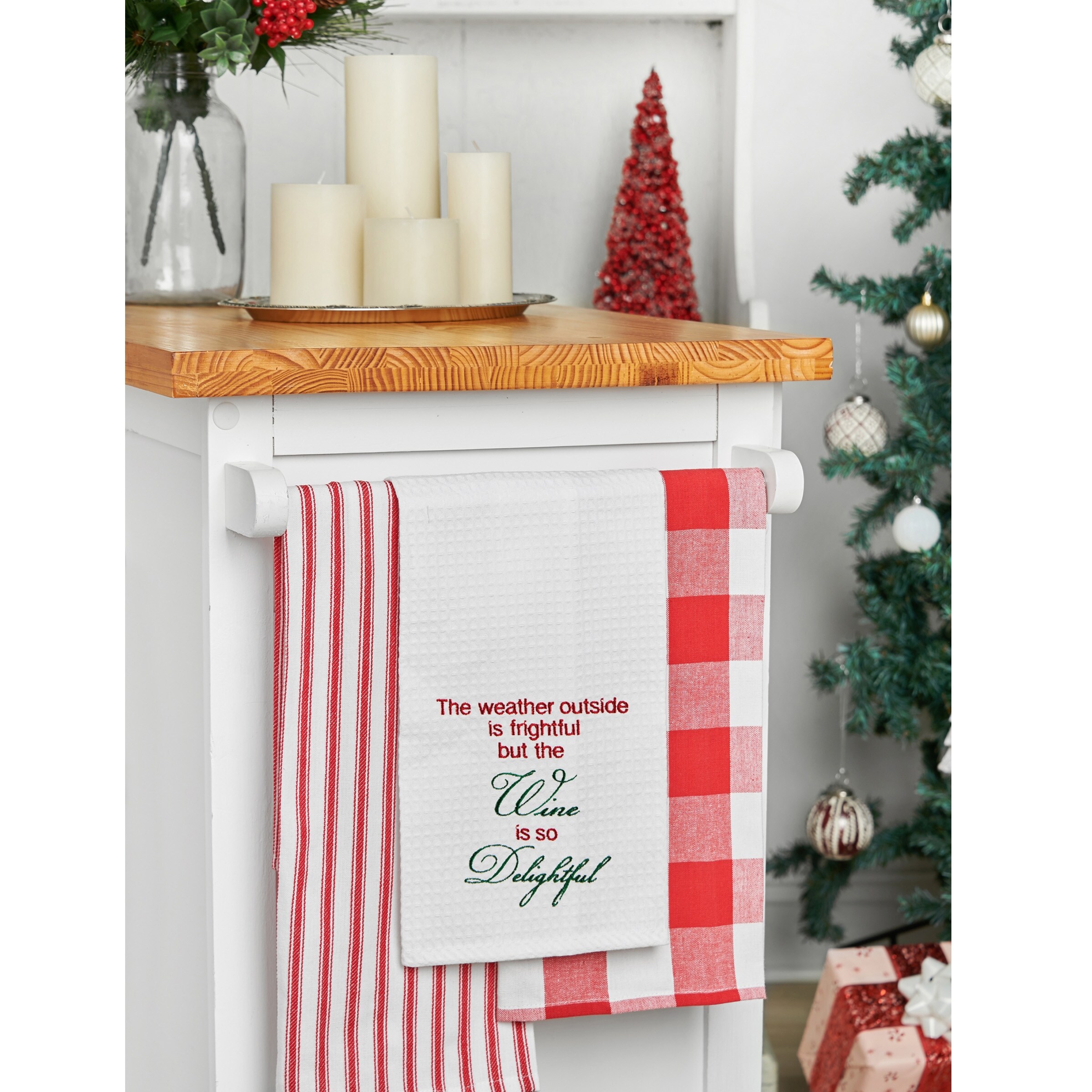 Farmhouse Christmas Tree Kitchen Towel, Christmas Kitchen Towels