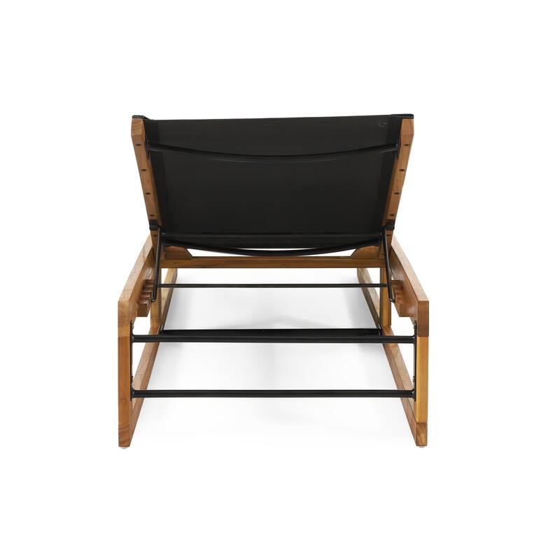 Emile Outdoor Mesh and Wood Chaise Lounge by Christopher Knight Home