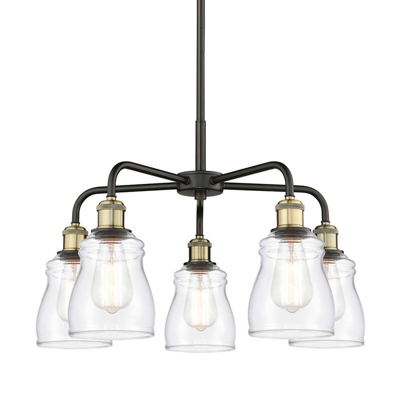 Innovations Lighting 516-5CR-15-23 Ellery Chandelier Ellery 5 Light - Black Antique Brass / Clear