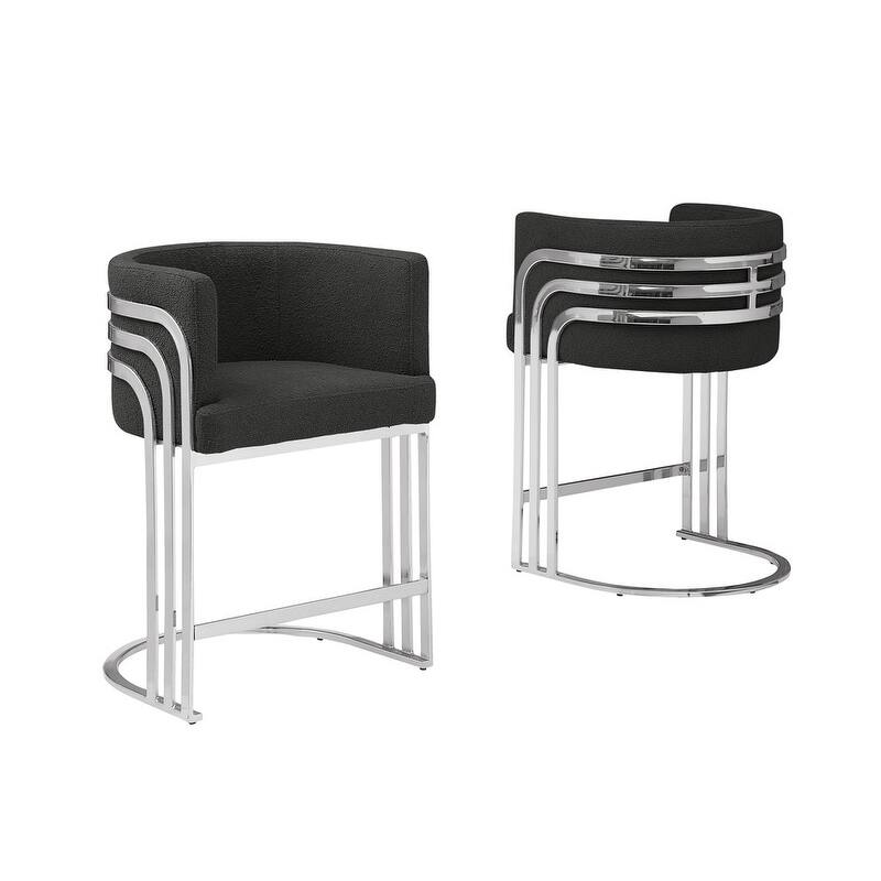 Best Quality Furniture Teddy Fabric Counter Height with Chrome Base (Set of 2) - N/A