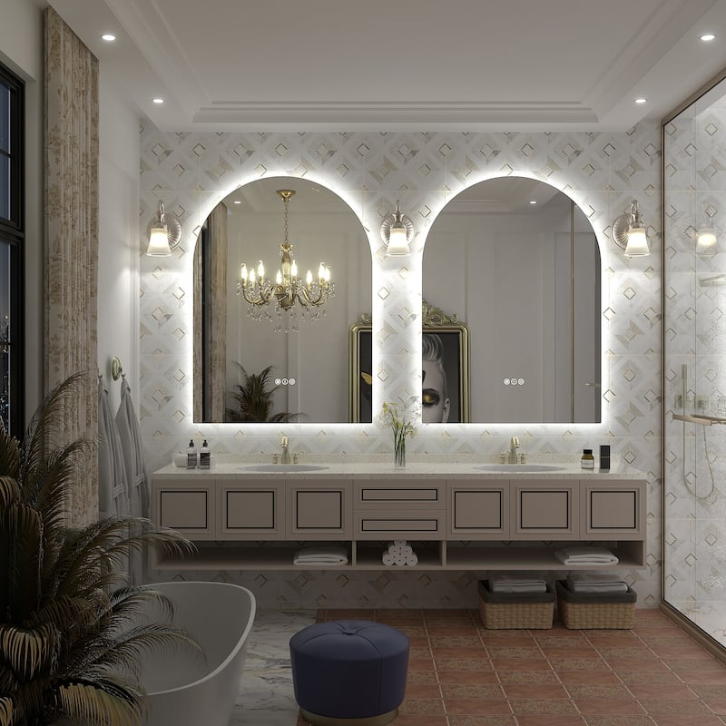 UL Certified Arched LED Anti-fog Tempered Glass Wall Bathroom Vanity Mirror