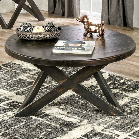Furniture of America Starella Rustic 39-in Round Coffee Table
