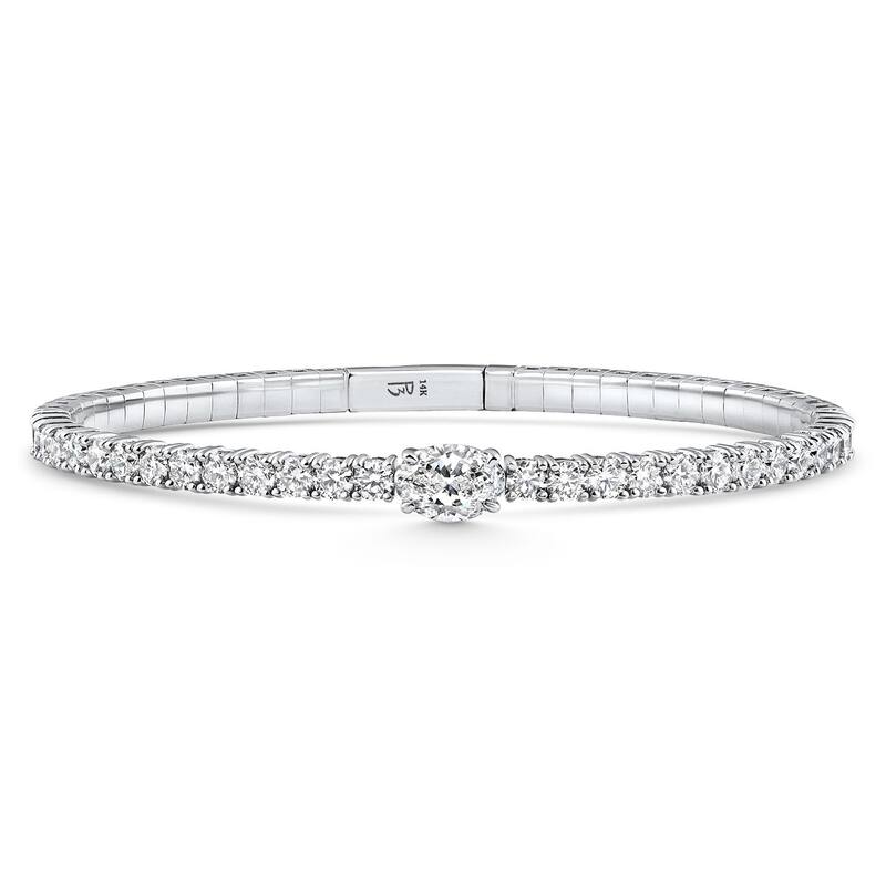 4.50Ct Diamond Bangle Oval Solitaire Flexible Tennis Bracelet Gold Lab Grown