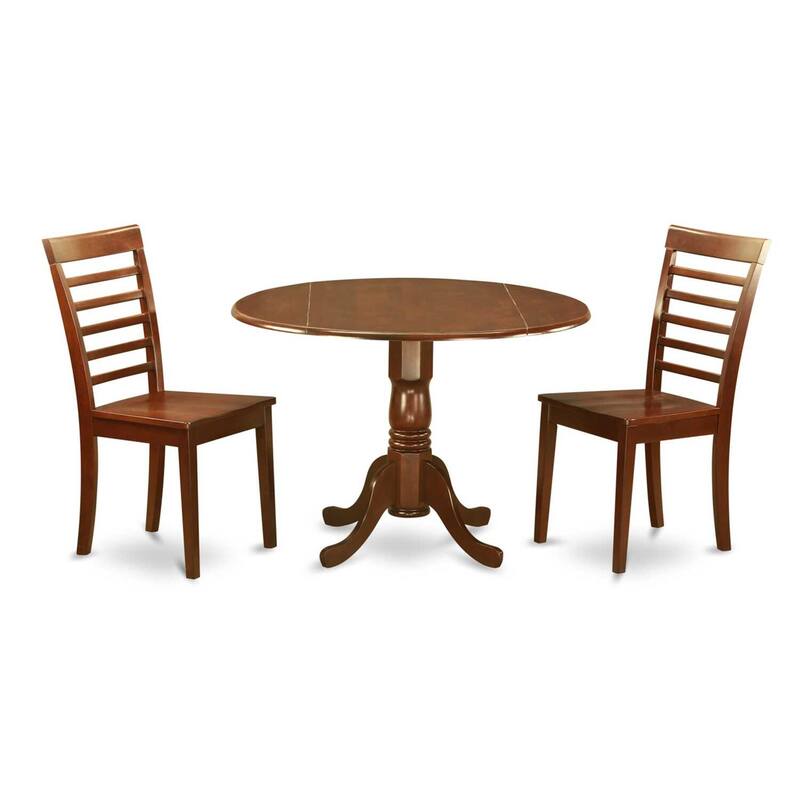 Modern Kitchen Table Set with Chairs - 5 Piece Round Dining Set, Mahogany Finish