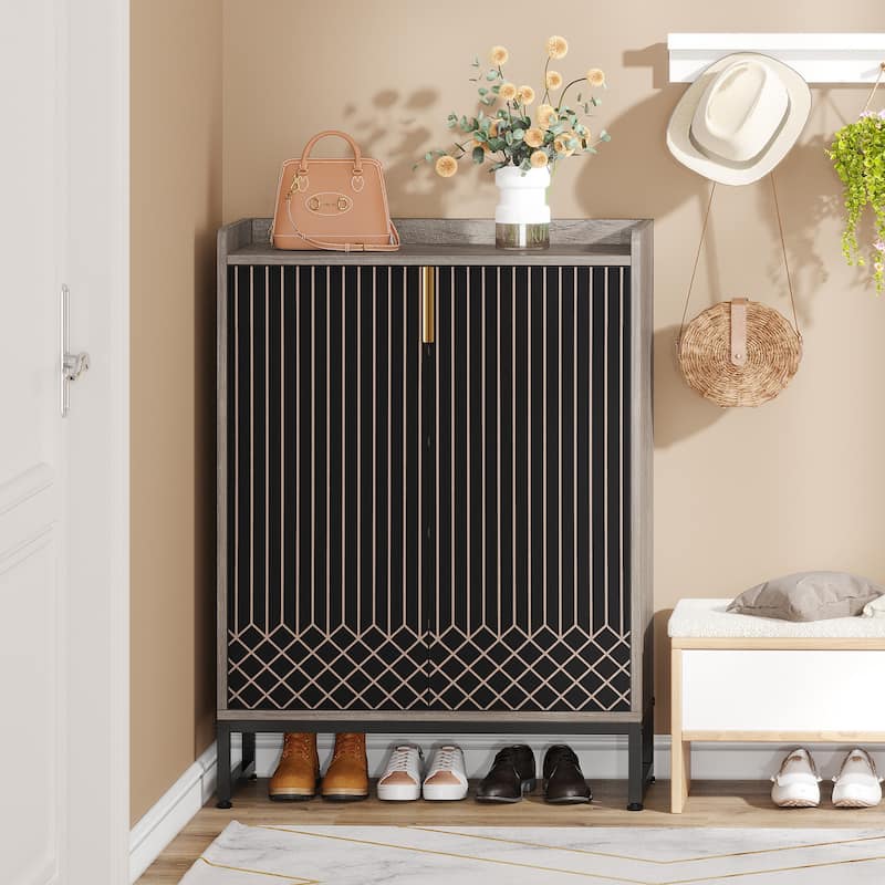 Shoe Cabinets with Doors, 5-Tier Wood Shoe Rack Organizer for 25 Pairs