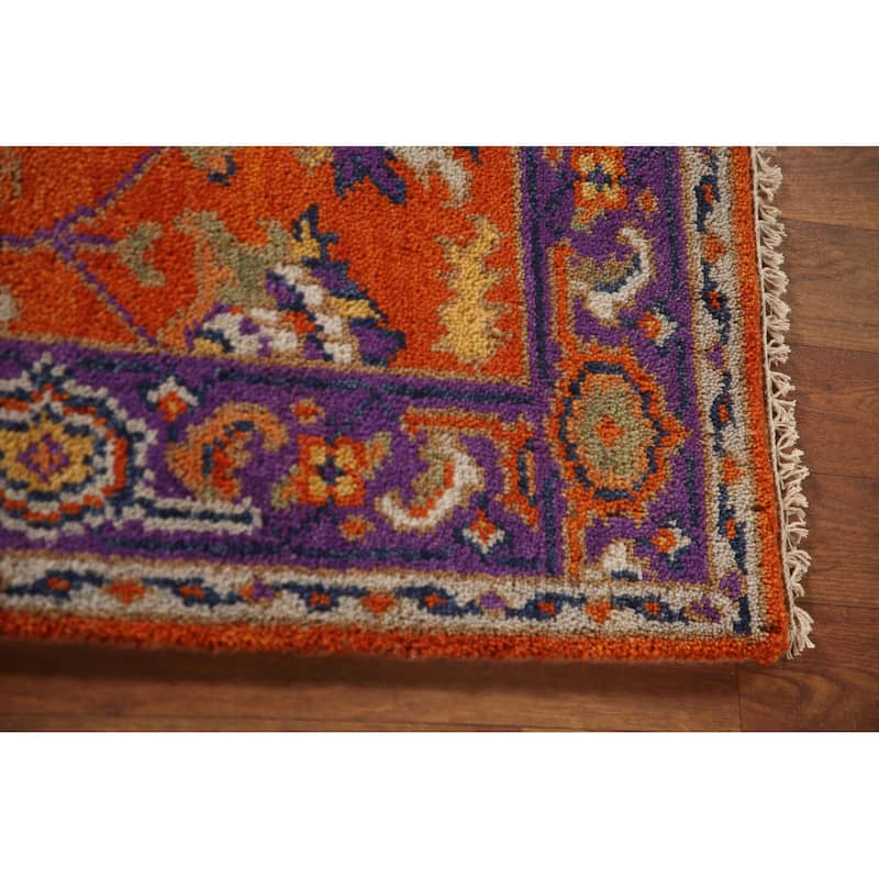 Orange Floral Heriz-Serapi Oriental Accent Rug Wool Carpet - 3'0"x 5'0"