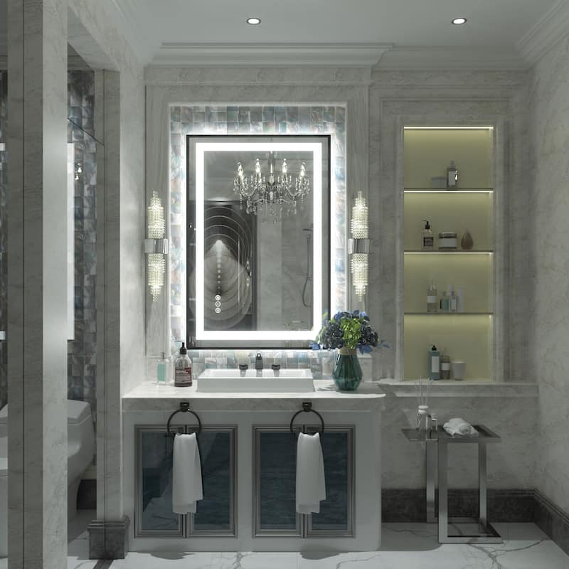 Black Metal Framed LED Front Light and Backlit Anti-Fog Wall Bathroom/ Vanity Mirror