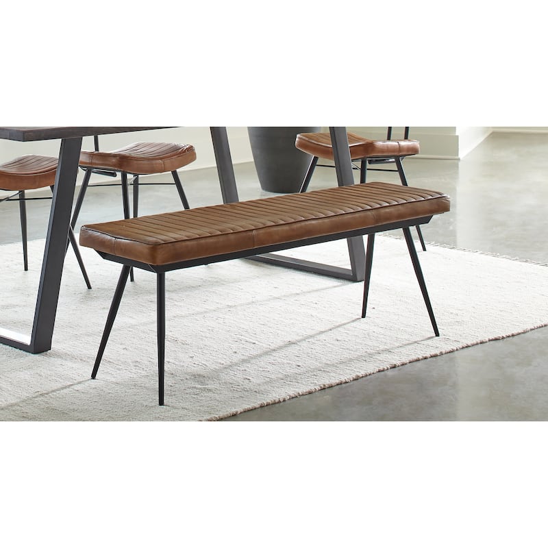 Willacy Upholstered Tufted Cushion Side Bench - Camel