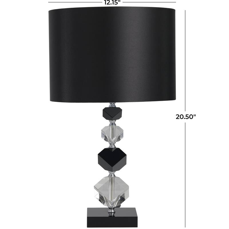 Crystal Geometric Diamond Inspired Room Table Lamp with Black Crystal Base - Clear - Roche River Decor