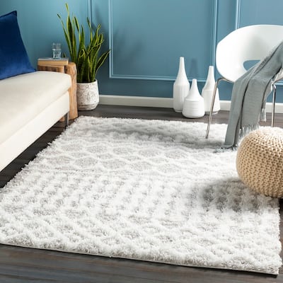 Livabliss Newton Geometric Moroccan Trellis Shag Area Rug