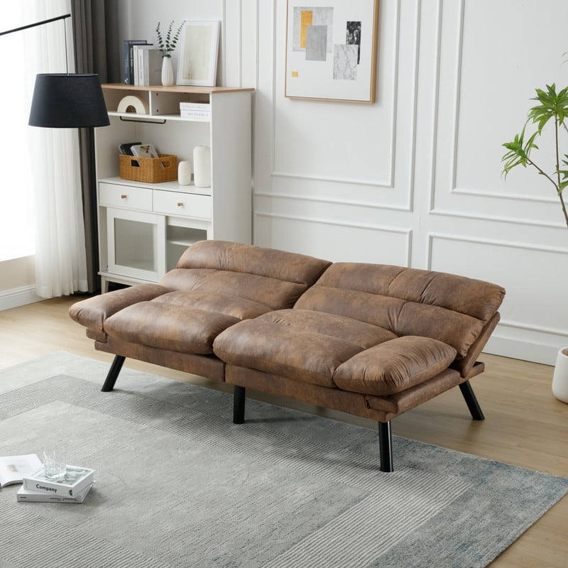 Sofa Bed with Thick Cushion, Sleeper Sofa with Metal Feet