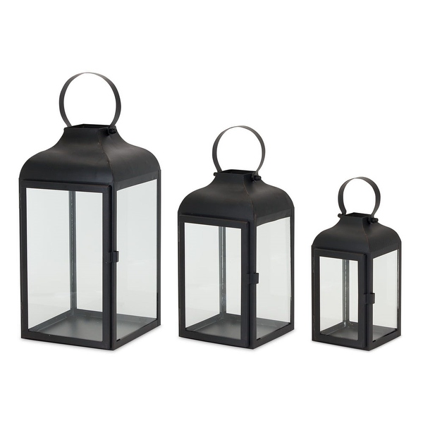 Candle Lanterns with Handle 16 Black Set of 3 On Sale Bed Bath Beyond 37987616