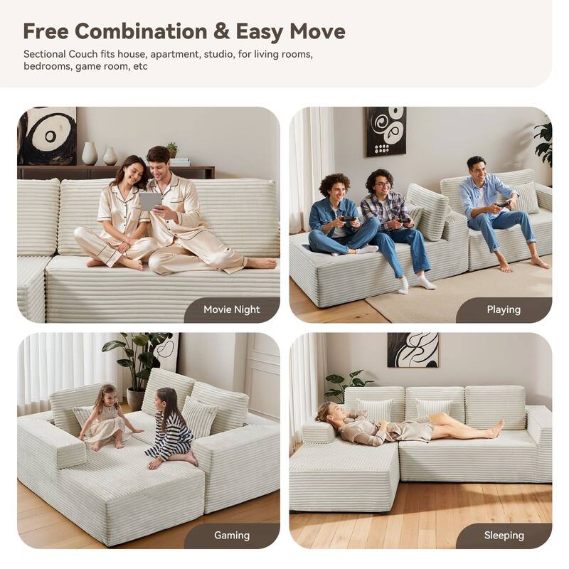 Pocassy L-Shape Sectional Sofa Sofa Couch Living Room Futon Couch