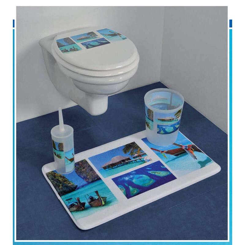 Bathroom Rug Memory Foam Mat Paradise Print Blue 30 L x 18 W