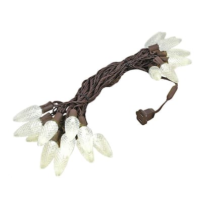 25 Foot C9 LED Outdoor Christmas String Light Set, Warm White, Brown Wire