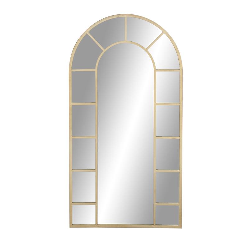 Black or Gold Metal Window Pane Inspired Room Wall Mirror with Arched Top