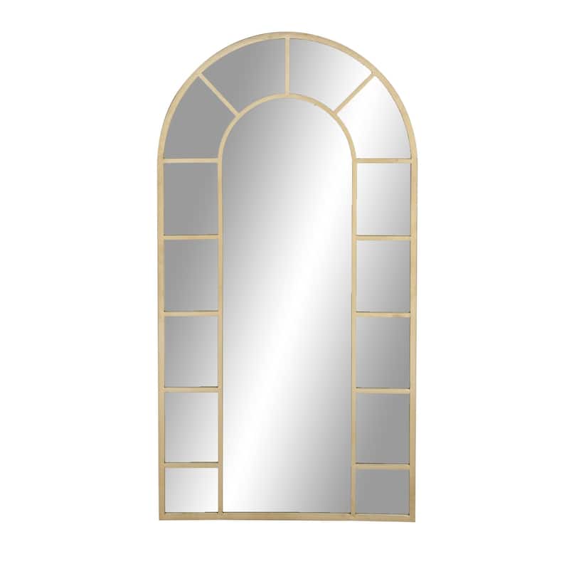 Metal Arched Window Pane Wall Mirror with Arched Top - Gold or Black - Roche River Decor