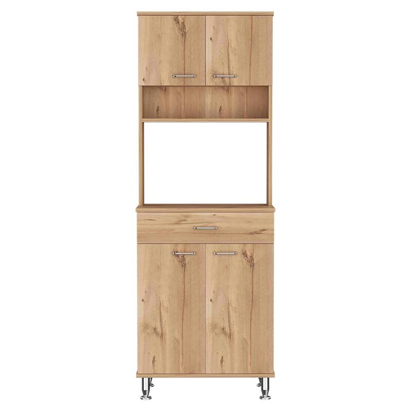 Della 60 Kitchen Pantry with Countertop, Closed & Open Storage - Beige