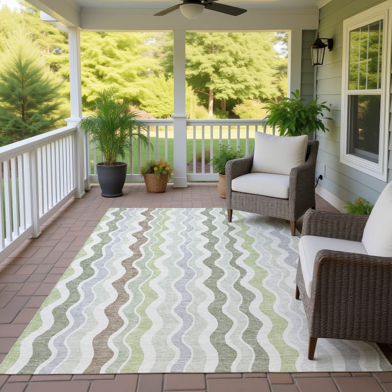 Machine Washable Indoor/ Outdoor Funky Stripe Chantille Rug
