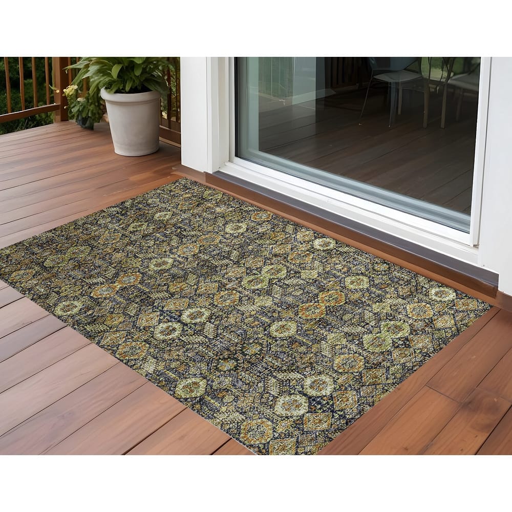 Caro Lush Floral Weather Resistant Blended Style Outdoor Rug